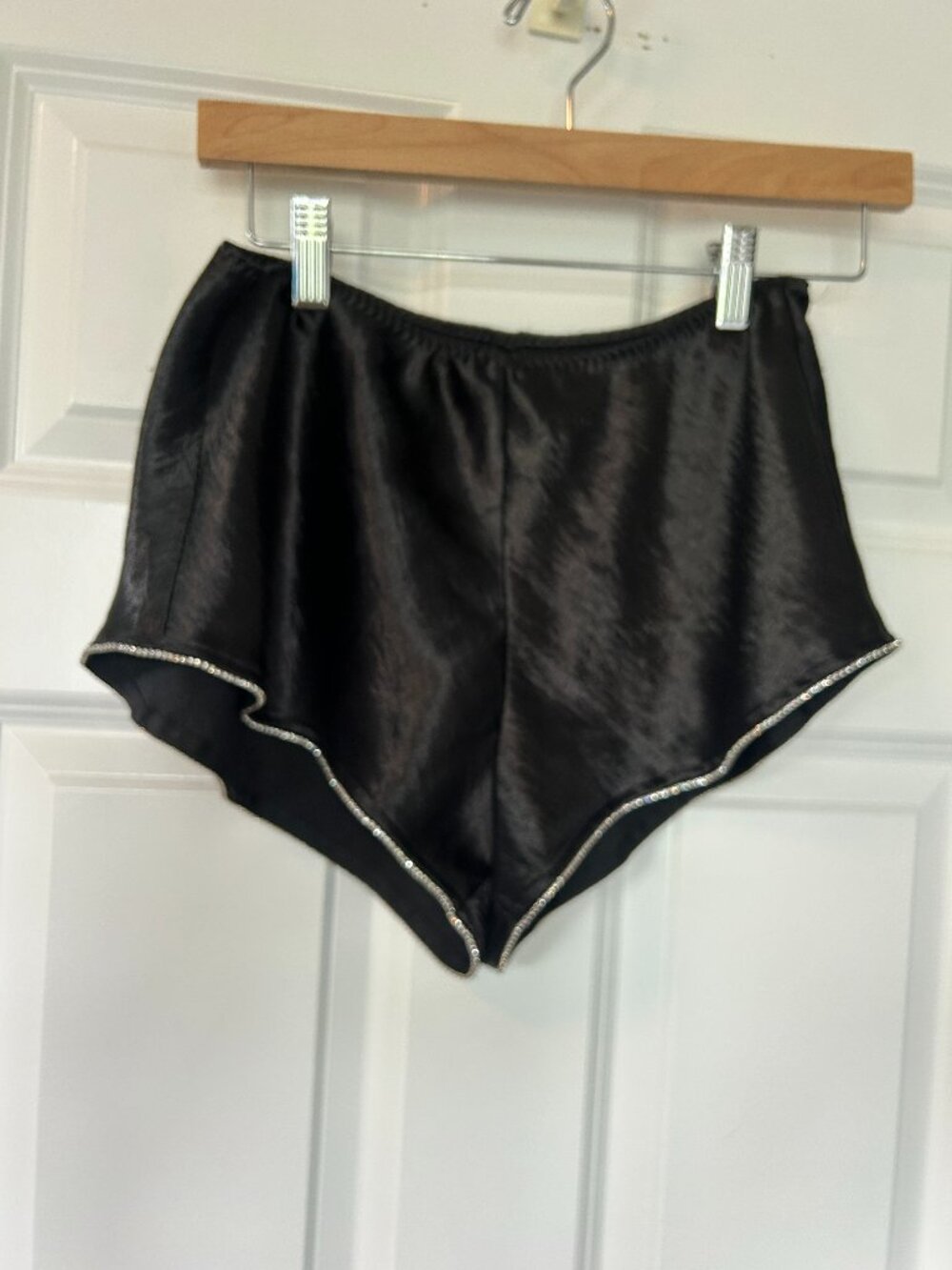 NEW VICTORIA'S SECRET RHINESTONE TRIM satin shorts s